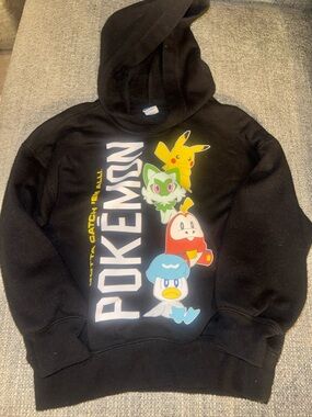 Old Navy Black Men's Crewneck Sweatshirt with Colorful Pokémon Stack Graphic